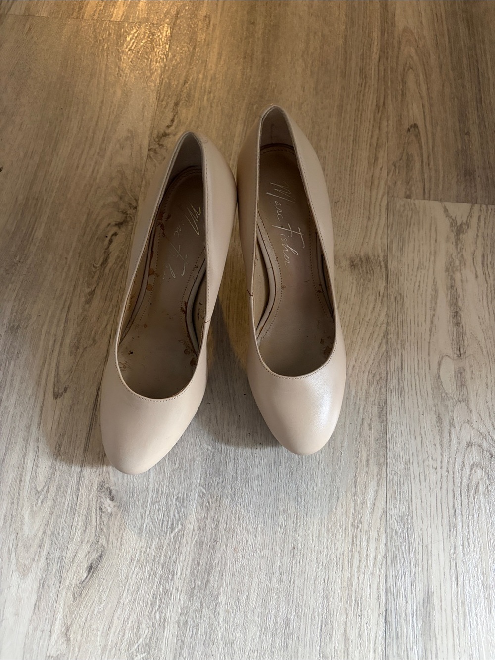 Marc Fisher Blush Leather Round-Toe Pumps